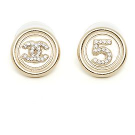 Boucles d'oreilles Chanel CC 5 Dorées Doré