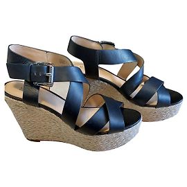 Espadrilles compensées Michael Kors en cuir noir Noir