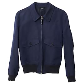Tom Ford-Bomber Tom Ford in cotone con zip in rayon blu navy-Blu navy