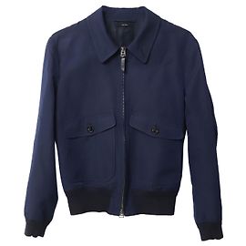 Bomber Tom Ford in cotone con zip in rayon blu navy Blu navy