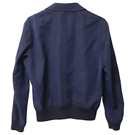 Tom Ford-Tom Ford Cotton Zip Bomber Jacket in Navy Blue Rayon-Navy blue