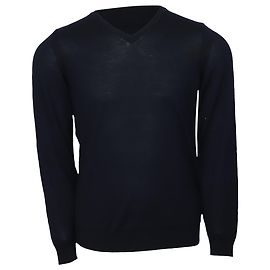 Hugo Boss Pullover mit V-Ausschnitt aus marineblauer Wolle Blau Marineblau