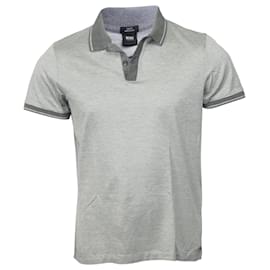 Hugo Boss-Boss Slim-Fit Mercerised Polo Shirt in Grey Cotton-Grey