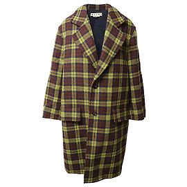 Marni Tartan-Checked Tweed Coat in Multicolor Wool Multiple colors