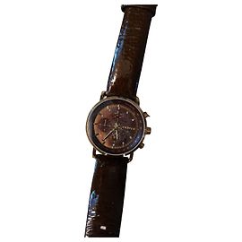 Relógio Dkny de couro marrom Marrom Dourado