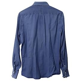 Brunello Cucinelli-Brunello Cucinelli Denim Button Down Shirt in Blue Cotton-Blue