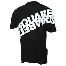 Dsquared2 Cuadrado2 Camiseta con logotipo Mirror en punto de algodón negro Negro