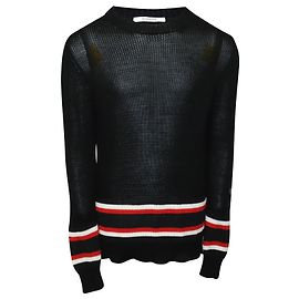 Givenchy Rundhals-Streifenpullover aus schwarzer Baumwolle Schwarz