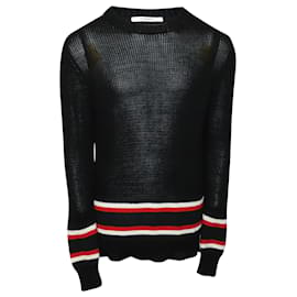 Pull col rond rayé Givenchy en coton noir Noir