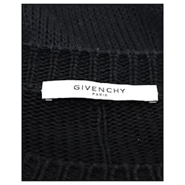 Givenchy-Pull col rond rayé Givenchy en coton noir-Noir