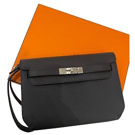 Hermès Pochette en cuir Kelly Depeches Noir