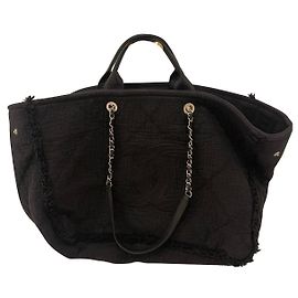 Bolsa Deauville Chanel de algodão preto Preto