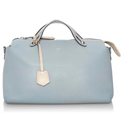 Fendi-Fendi Grand sac à main en cuir bleu By The Way-Blanc,Bleu,Bleu clair