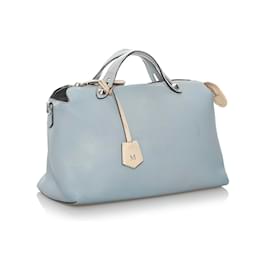 Fendi-Fendi Grand sac à main en cuir bleu By The Way-Blanc,Bleu,Bleu clair