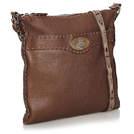 Fendi-Sac bandoulière en cuir marron Selleria Fendi-Marron