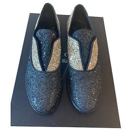 Tatoosh paire de mocassin sleepers à paillette bicolore noire  et doré Noir Doré