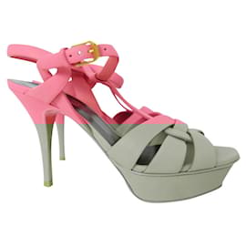 Saint Laurent-Saint Laurent Bubblegum Pink Grained Leather Tribute Sandals-Pink