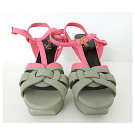 Saint Laurent-Saint Laurent Bubblegum Pink Grained Leather Tribute Sandals-Pink