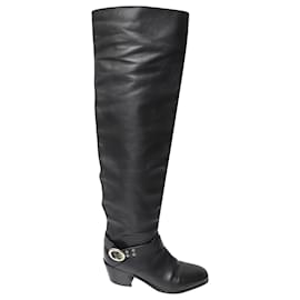 Jimmy Choo-Jimmy Choo Beca 45 Knee Boots in Black Calfskin Leather-Black
