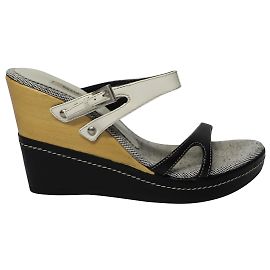 Prada Colorblock Pattern Wedge Sandals in Multicolor Leather  Other Python print