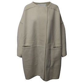 Chloé Oversize-Strickmantel aus cremefarbenem Kaschmir Weiß Roh