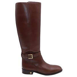Tory Burch Knee Length Riding Boots in Brown Leather Brown