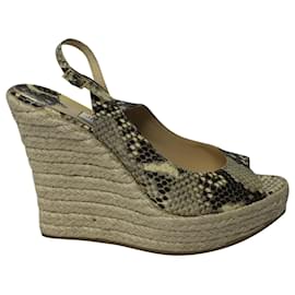 Jimmy Choo-Jimmy Choo Polar Python Print Espadrille Wedges in Multicolor Leather-Other,Python print