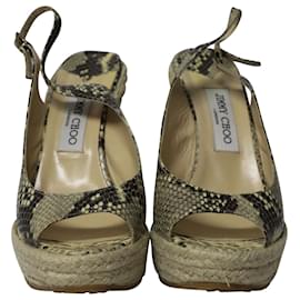 Jimmy Choo-Jimmy Choo Polar Python Print Espadrille Wedges in Multicolor Leather-Multiple colors