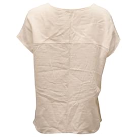 Vince-Blusa de manga curta com gola rachada Vince em algodão branco-Branco