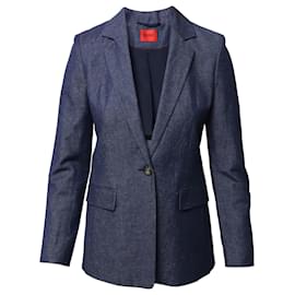 Hugo Boss-Hugo Denim Single-Breasted Jacket Blazer in Navy Blue Cotton Denim-Blue,Navy blue