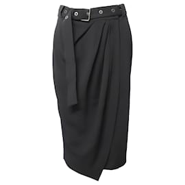 Brunello Cucinelli-Brunello Cucinelli Belted Wrap Midi Skirt in Black Cotton-Black
