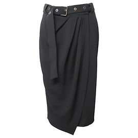 Saia midi com cinto Brunello Cucinelli em algodão preto Preto