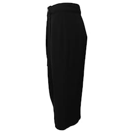 Brunello Cucinelli-Brunello Cucinelli Belted Wrap Midi Skirt in Black Cotton-Black
