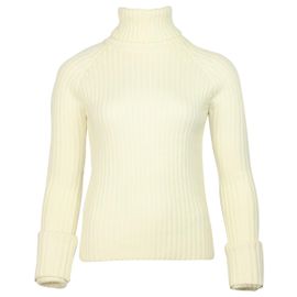 Joseph Rippstrickpullover aus cremefarbener Merinowolle Weiß Roh