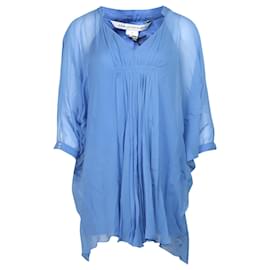 Diane Von Furstenberg-Diane Von Furstenberg Lockeres Hemdkleid aus blauer Seide-Blau