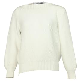 Sportmax-Sportmax Knitted Sweater in White Cotton-White
