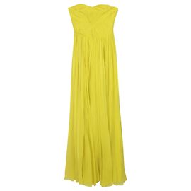 Gerafftes Tibi-Abendkleid aus gelber Seide Gelb