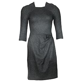 Issa-Issa London Polka-Dot Print Dress in Grey Wool-Other