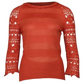 Pull Carolina Herrera Crochet en Cachemire Orange Orange