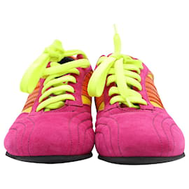 Dolce & Gabbana-Dolce & Gabbana Lace Up Sneakers in Pink and Multicolor Suede-Pink
