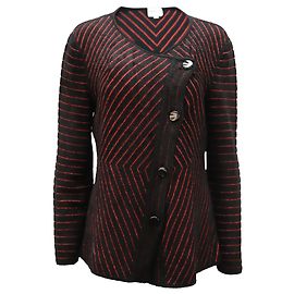 Armani Collezioni Cardigan Chevron en Laine Imprimée Rouge Autre