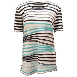 Armani Collezioni T-shirt à rayures en maille en polyester multicolore Autre Imprimé python