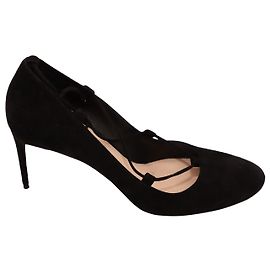 Miu Miu Lace-Up Ankle Straps Pumps in Black Suede Black