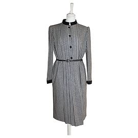 Valentino "Miss V" vintage houndstooth dress Black White