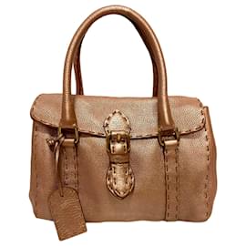 Fendi-Sac à main en cuir marron Selleria Linda Fendi-Marron