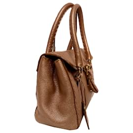 Fendi-Sac à main en cuir marron Selleria Linda Fendi-Marron