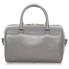 Saint Laurent Classic Baby Duffle Leather Satchel Grau Grau
