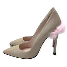 Fendi-**[Used] FENDI Fur pumps / 38 / beige-Beige