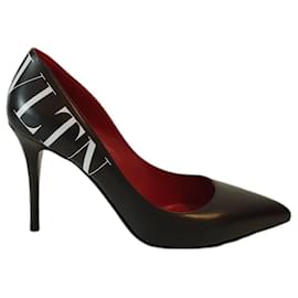 Valentino-Zapatos de tacón de cuero negro Valentino VLTN-Negro
