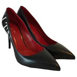 Valentino-Zapatos de tacón de cuero negro Valentino VLTN-Negro